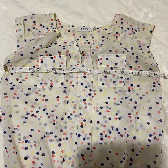 Ricki’s short sleeved gauzy sheer blouse. Polka Dot. Woman’s XS. - Picture 5 of 5